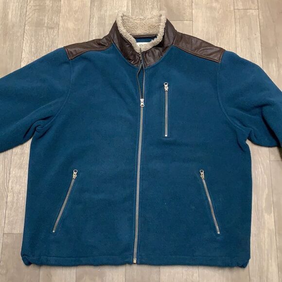 Mens Orvis Fleece Sherpa Collar Faux Suede Full Zip Jacket - Picture 3 of 6